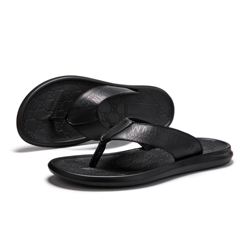 Fashion Brand Designer Summer Men Flip Flops Outdoor Beach Shoes Luxury Sandals Genuine Cow Leather Slippers For Male Casual Leisure