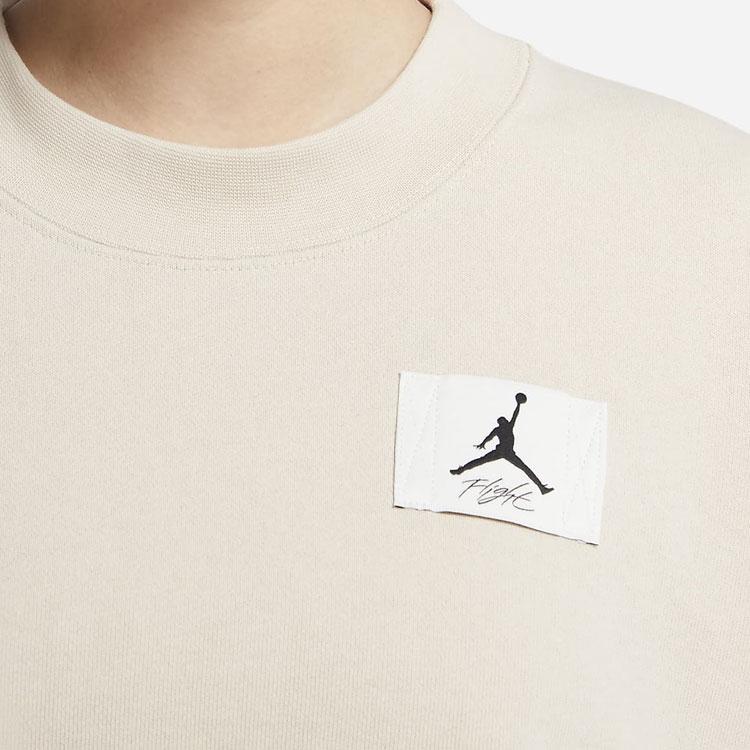 Jordan Logo Embroidered Solid Knit Crewneck Sweatshirt Women Tops Sand White DM5190-126