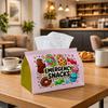 1pc Tissue Box Holder with Retro Pop Art Design-Dessert Snack Typography Candy, Durable Polyester, Ideal for Kitchen, Living Room, Bedroom, Bathroom, 
