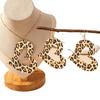 Exaggerated Leopard Print Geometric Heart Earrings & Necklace Set In Retro Fashion Style
