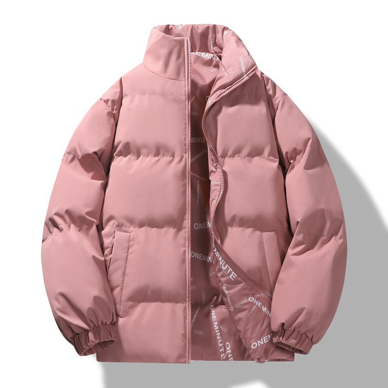 Unisex Oversized Winter Puffer Jacket Youth Warm Thick Cotton-Padded Coat With Stand Collar Side Pockets