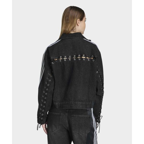 Adidas Originals Fb Denim Lacing Loose Fit Zip Collar Long Sleeve Denim Jacket Women jackets KS1394