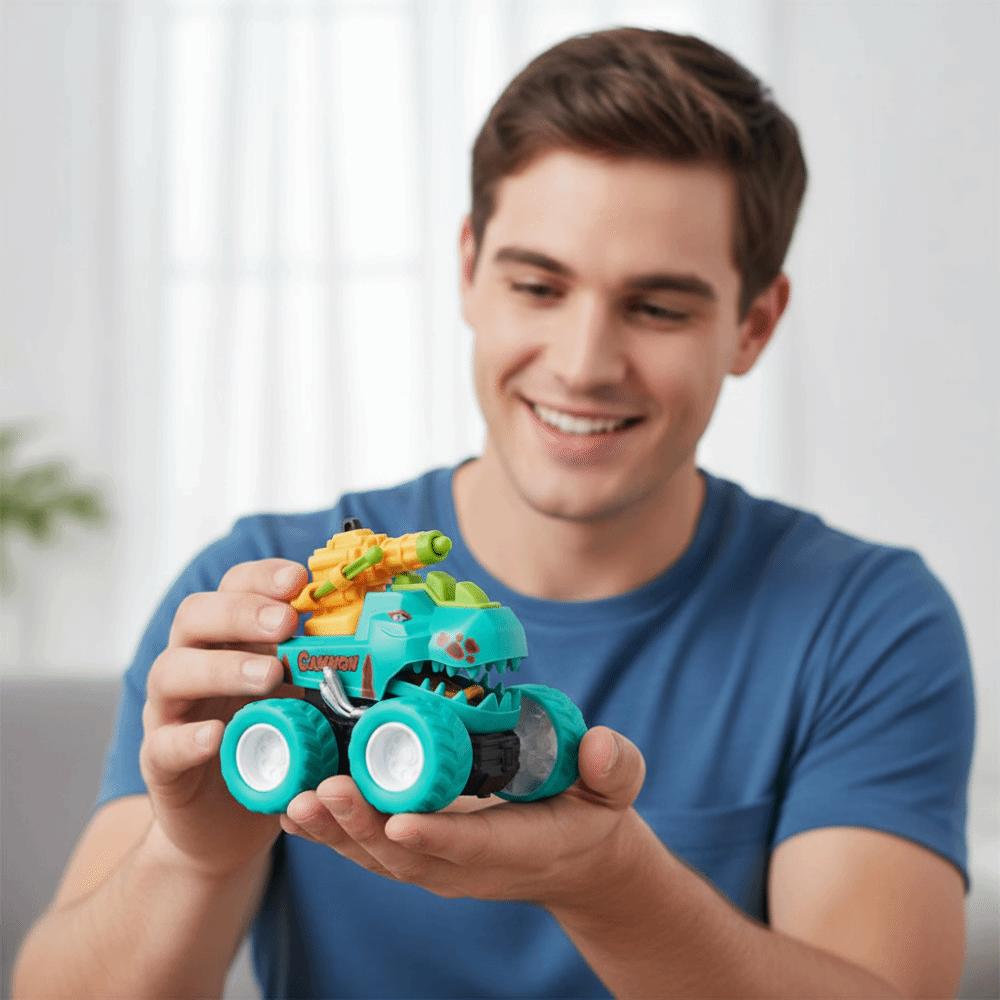 Cartoon Design Dinosaur Car Toy Ballistic Launch Inertial Sliding Inertia Dinosaur Car Mini Size One Step Transform