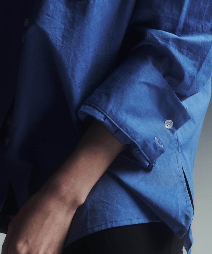 Ledi Two-Button Point Oversized Shirt Deep Blue