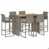 VidaXL Ensemble de bar de jardin 7 pcs sans coussins gris poly rotin, ensemble de table de bar, table et chaise de bar, 3328894