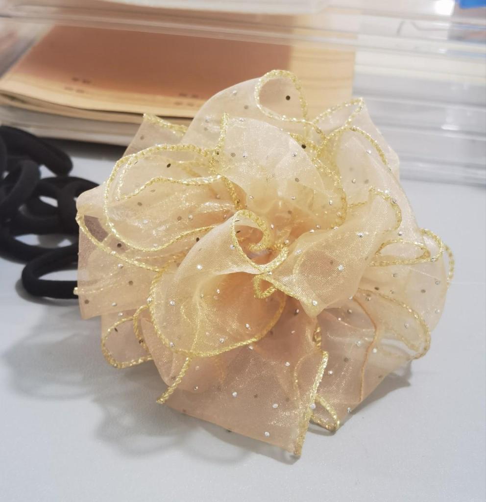 Elegant Mesh Hair Tie with Sparkling Rhinestones, High-End Luxury Hair Accessory for Women, 2025 Style