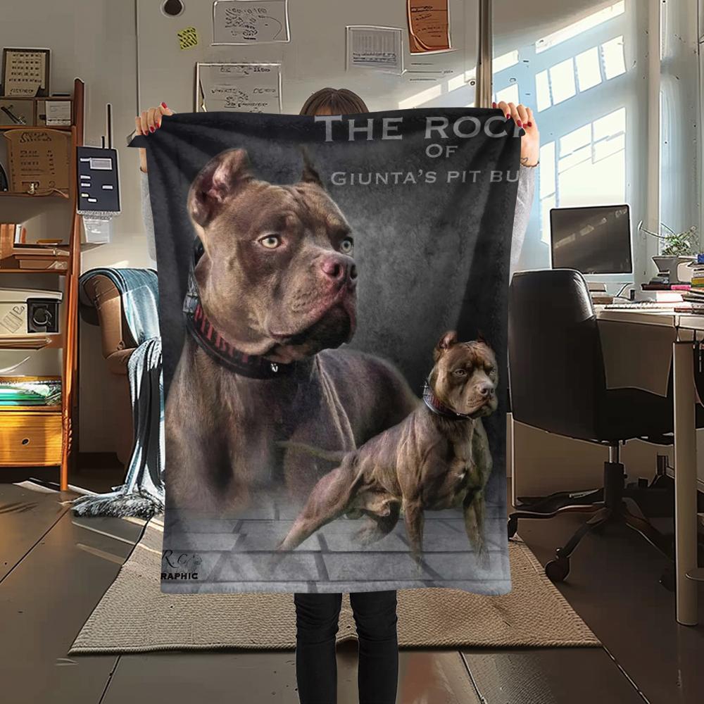 1Pc Pitbull Print Flannel Blanket, High quality Comfortable for All Seasons, Home Decor, Warmth and Comfort, Perfect for Christmas Gifts