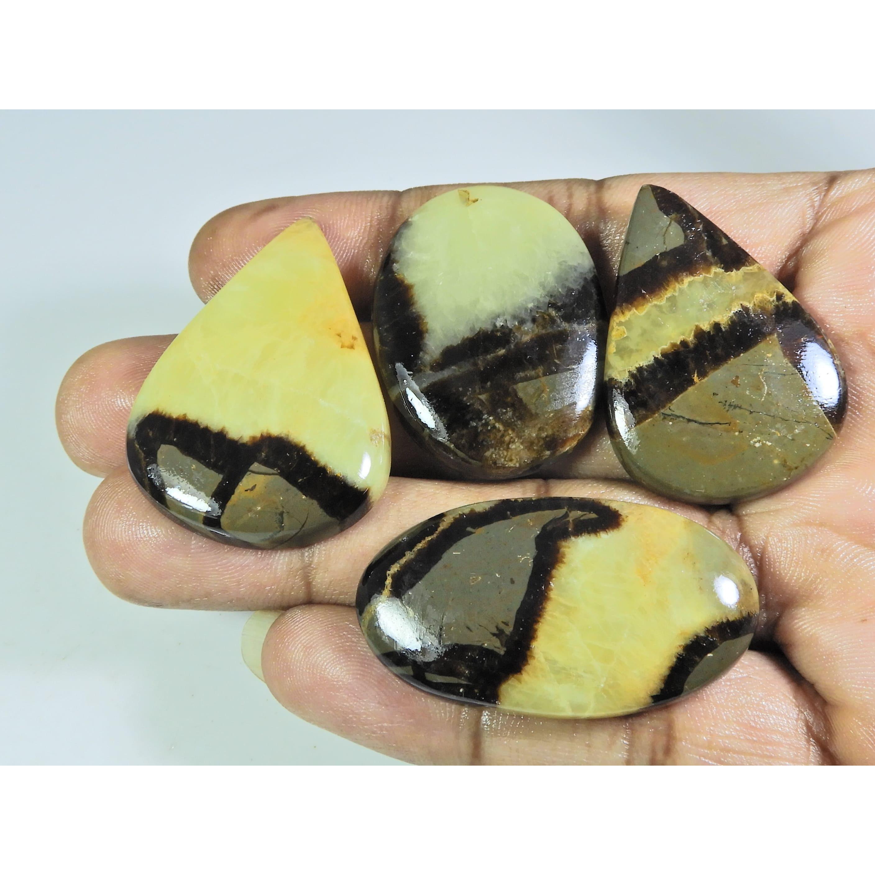 

227Cts. Natural septarian Multi Colour Mix Cabochon Loose Gemstone 4Pcs Lot A-368