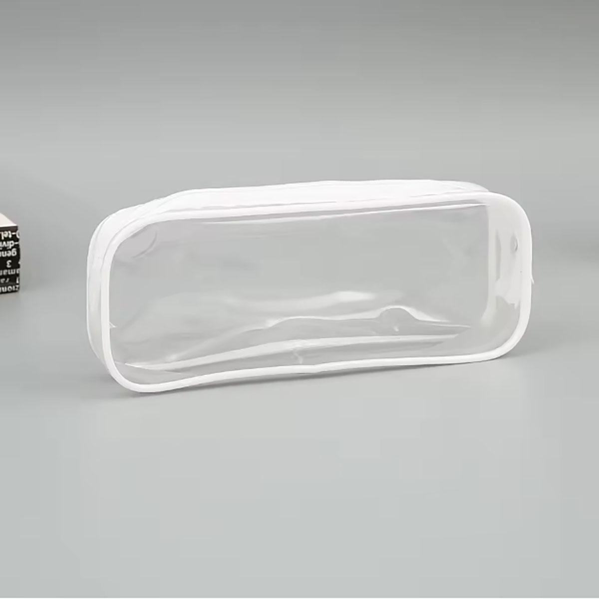 

Kawaii прозрачный пенал большой емкости, водонепроницаемая коробка для ручек для девочек, косметичка, канцелярские принадлежности, офисные школьные принадлежности белый