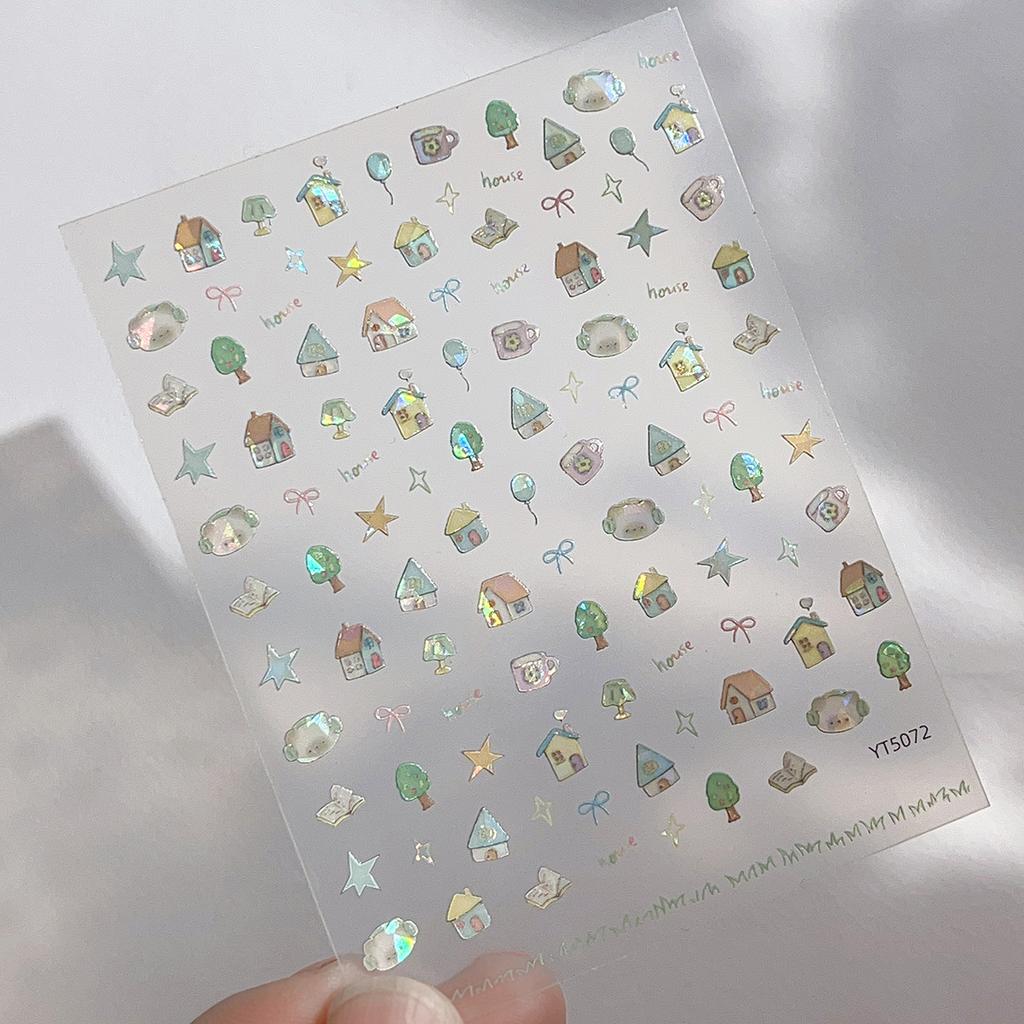 Shell-Glänzende Hausförmige Nagelsticker Cartoon Fantasy Selbstklebende Plastikabziehbilder für DIY Nail Art, Maniküren Nagelsticker für Nail Art