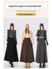 2025 New Design Women's Irregular Gray Woolen A-Line Tie-Up Long Skirt for Autumn/Winter
