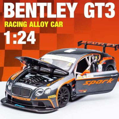 1:24 Bentley Continental GT3 Voiture en alliage moulé sous pression, modèle de voiture, son et lumière, fonction de glissement arrière, jouet pour enfants, cadeau pour garçons