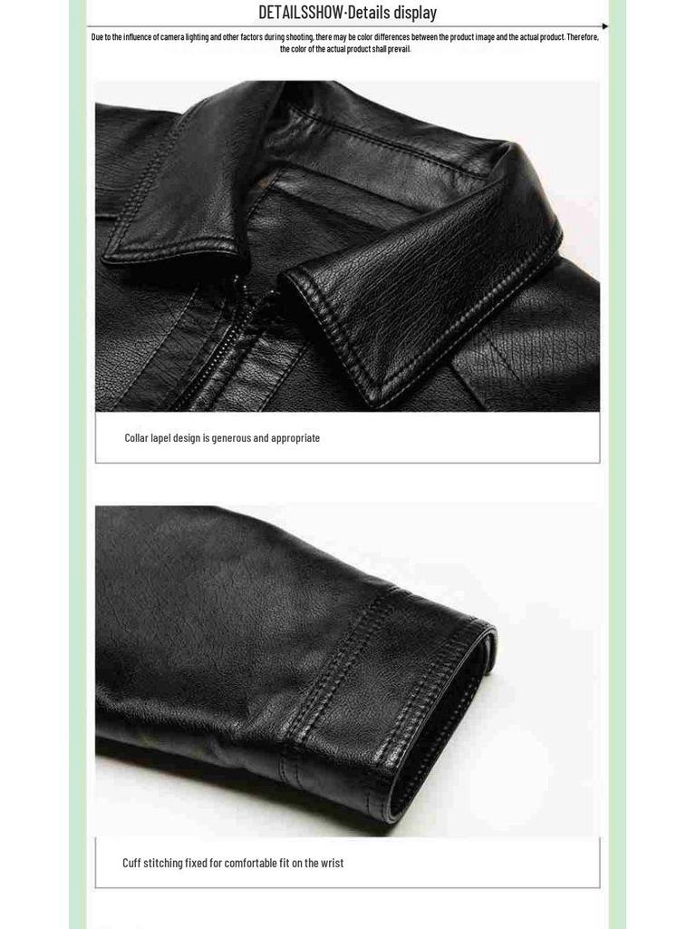 Men's Leather Jacket for Mid-Aged & Elderly: Fleece-Lined, Thickened, Windproof, Detachable Fur Collar, Winter Warmth for Dad.