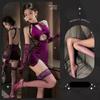 Sexy Underwear Sexy Underwear Pure Lace Splicing Velvet Temperament Skinny Purple Charm Neck Classical Cheongsam