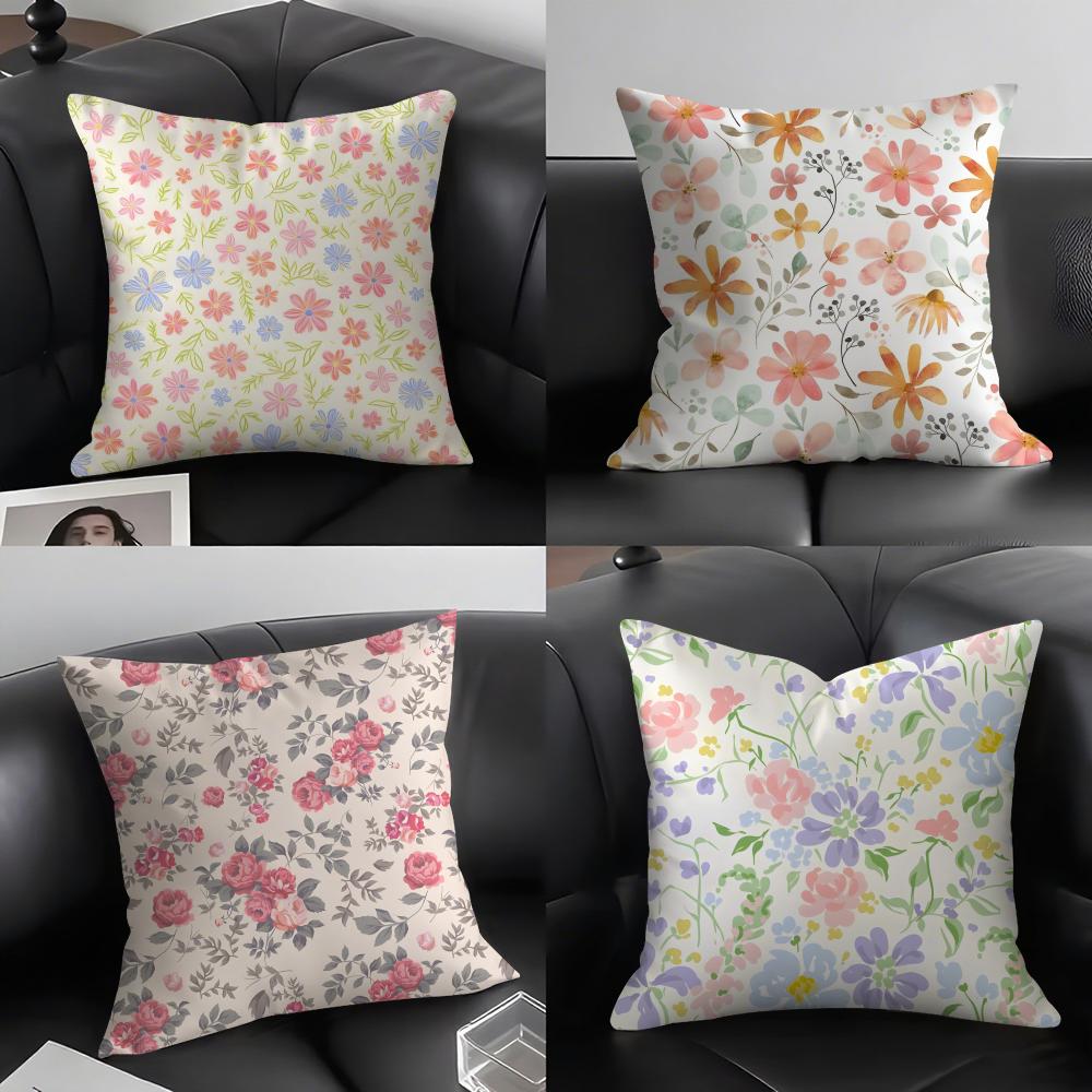 Floral Pattern Cute Cushion Cover Pillowcase Ultra Soft Skin Friendly Fabric Cloud Like Comfort Concealed Zipper