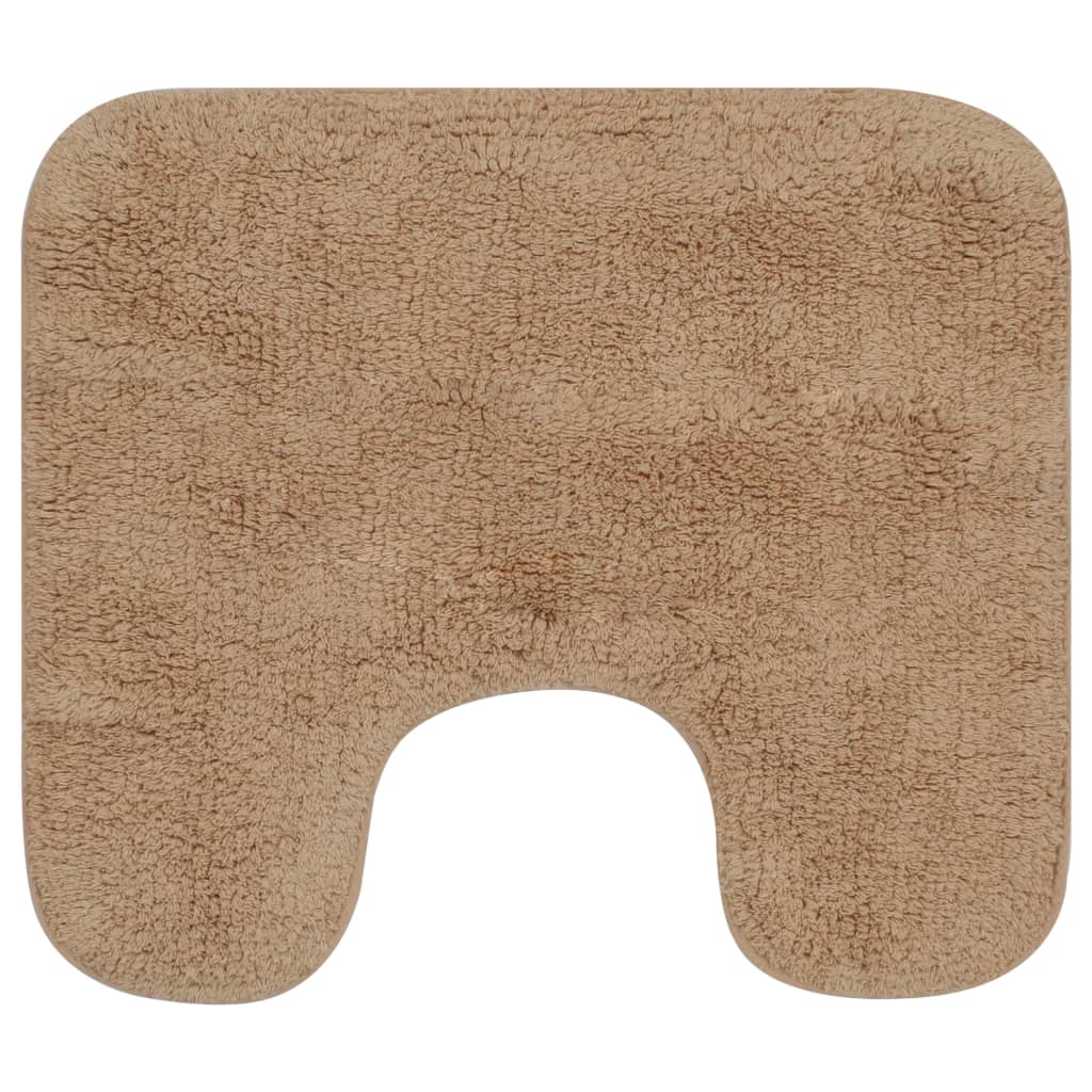 Bath Mat Set 2 Piece Fabric Beige