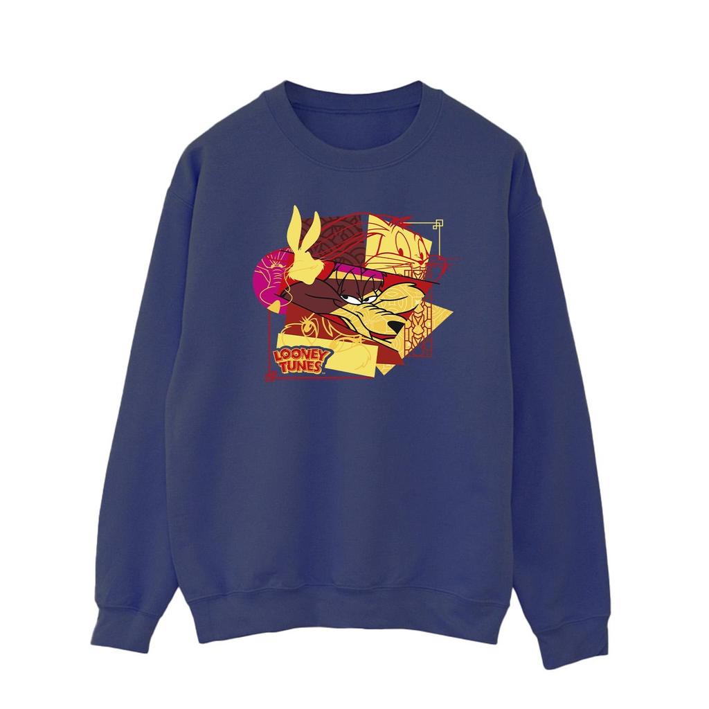 Looney Tunes Mens Wile E Coyote Bugs Rabbit New Year Sweatshirt