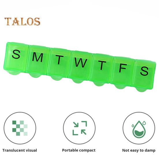 Cutie compartimentată pentru pastile 7 grile Săptămânal Copertă transparentă Data tipărită Rezistent la praf Rezistent la umiditate Organizator portabil de călătorie în aer liber pentru tablete Medicina