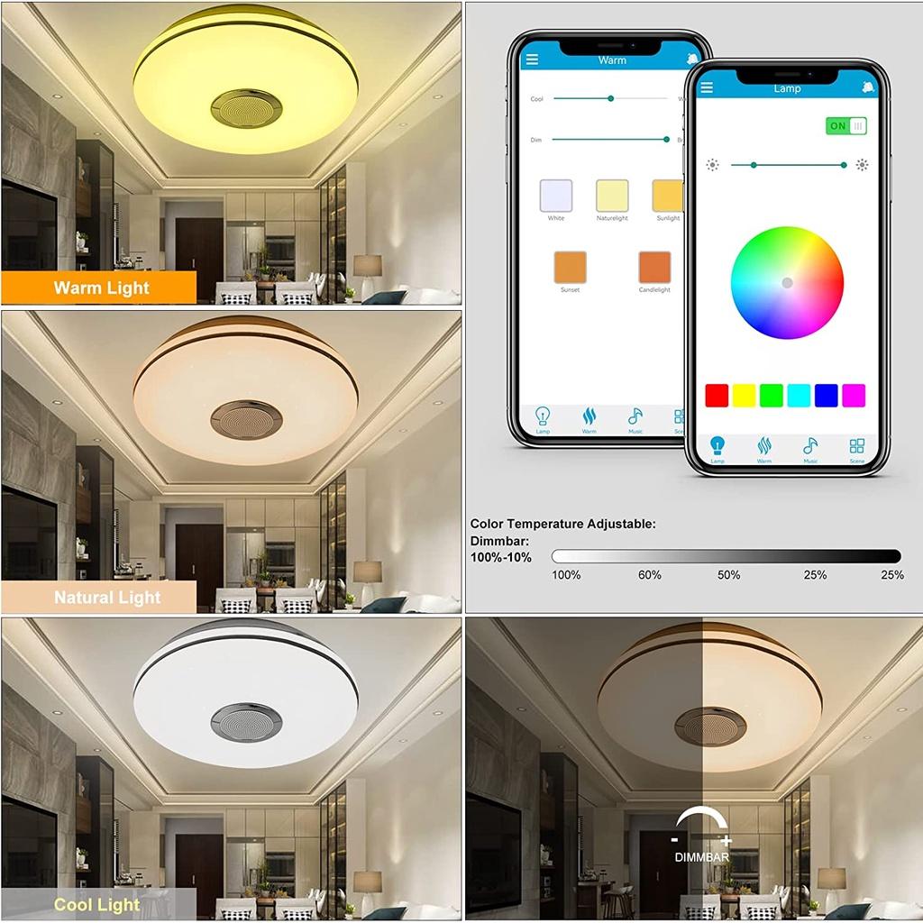 300W 12.99inch LED Bluetooth Music Speaker Lamp Remote+APP Control RGB Ceiling Lights Dimmable Modern Smart Home Party LED Ceiling Lights