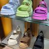 2025 New Thick Sole Height Increase of 5 Cm Beach Velcro Sandals Summer Word with a Pedal Fashion Versatile