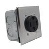 Multipurpose NEMA 14 30R 30A Electrical Receptacle Assembly With Square Metal Box Sliding Covers and Brackets Use
