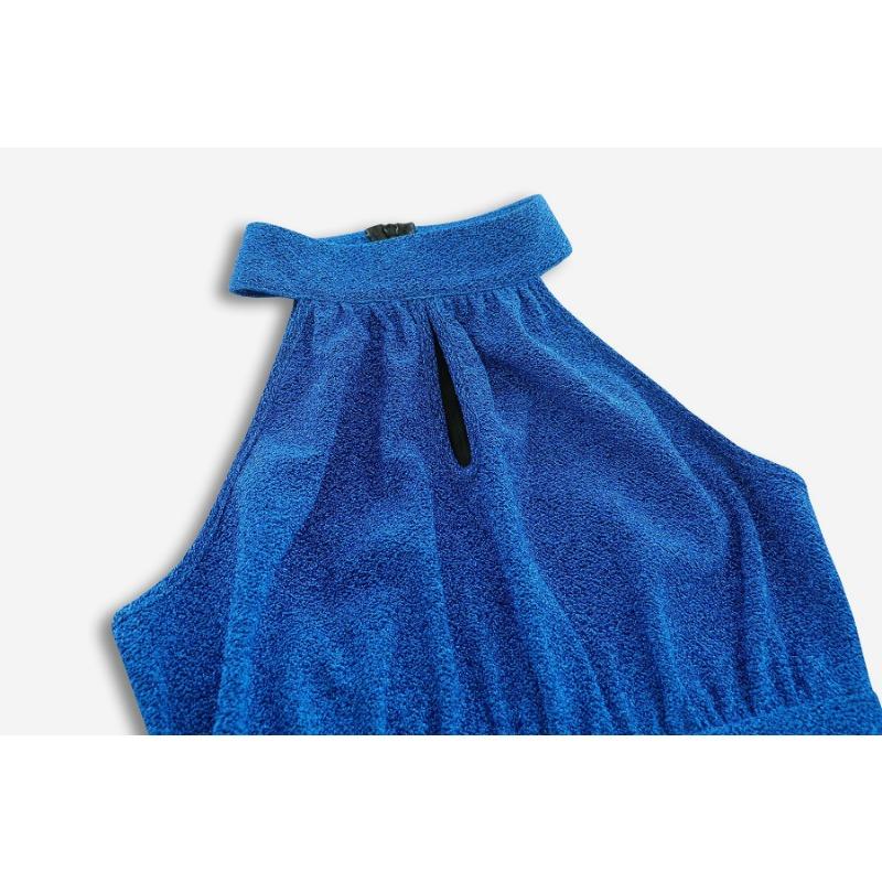 Abito estivo lucido con collo in piedi Abiti irregolari sottili con fessura sexy