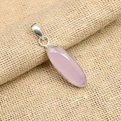 Wonderful Pink Chalcedony Gemstone 925 Sterling Silver Handmade Jewelry Pendant