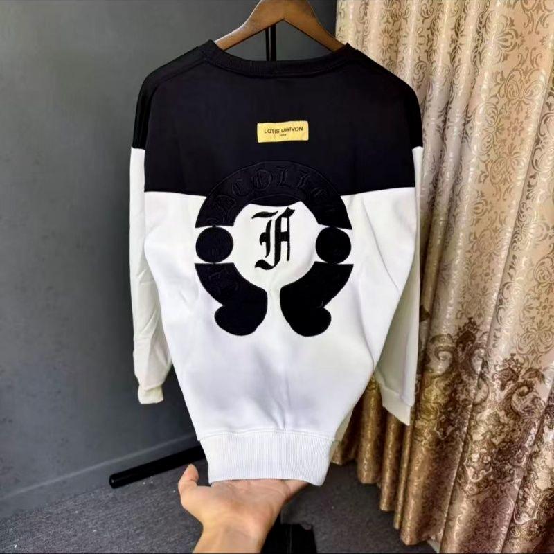 

Men s Retro Color Block Casual Embroidered Hoodie - Round Neck Patchwork Design XXXL чорний