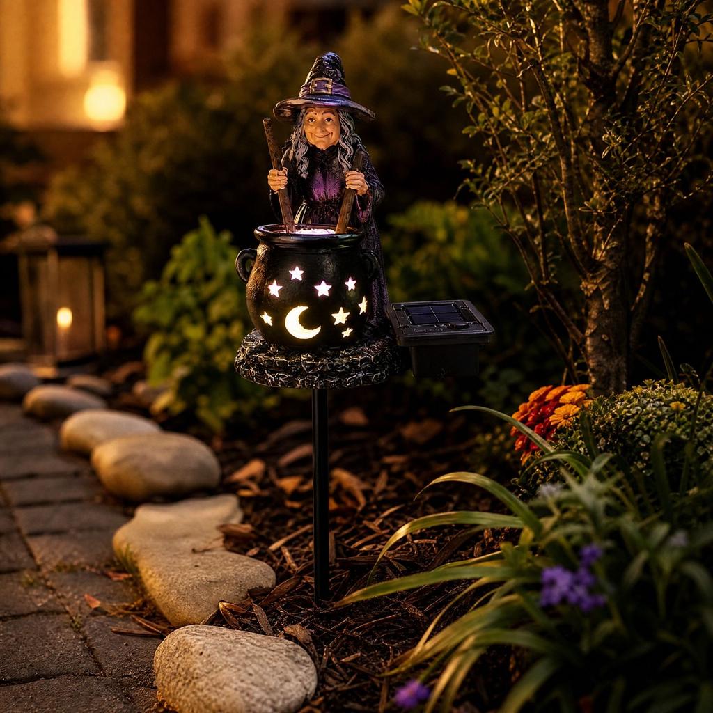 Halloween Witch Stake Lights, Powered Ground Lights for Outdoor Garden Decor