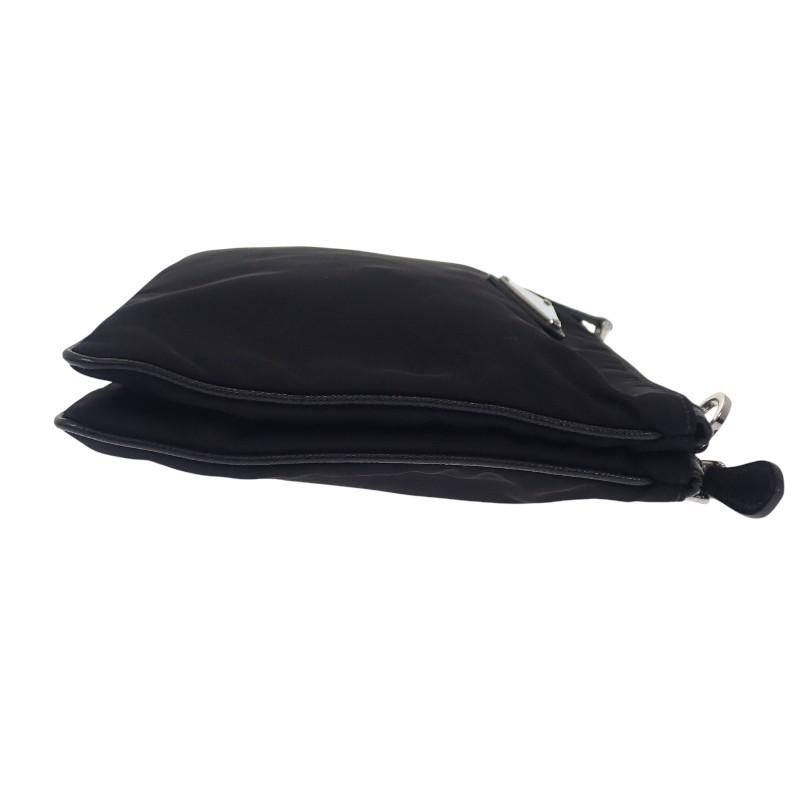 Prada 1BH046 Bolsa de Ombro preto/NERO Nylon/couro Mulheres