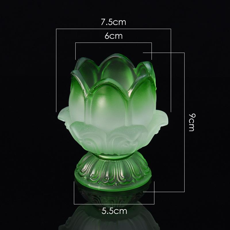Colorful Glass Butter Lamp Lotus Lamp Holder Decoration Household Windproof Candlestick Buddha for Butter Lamp