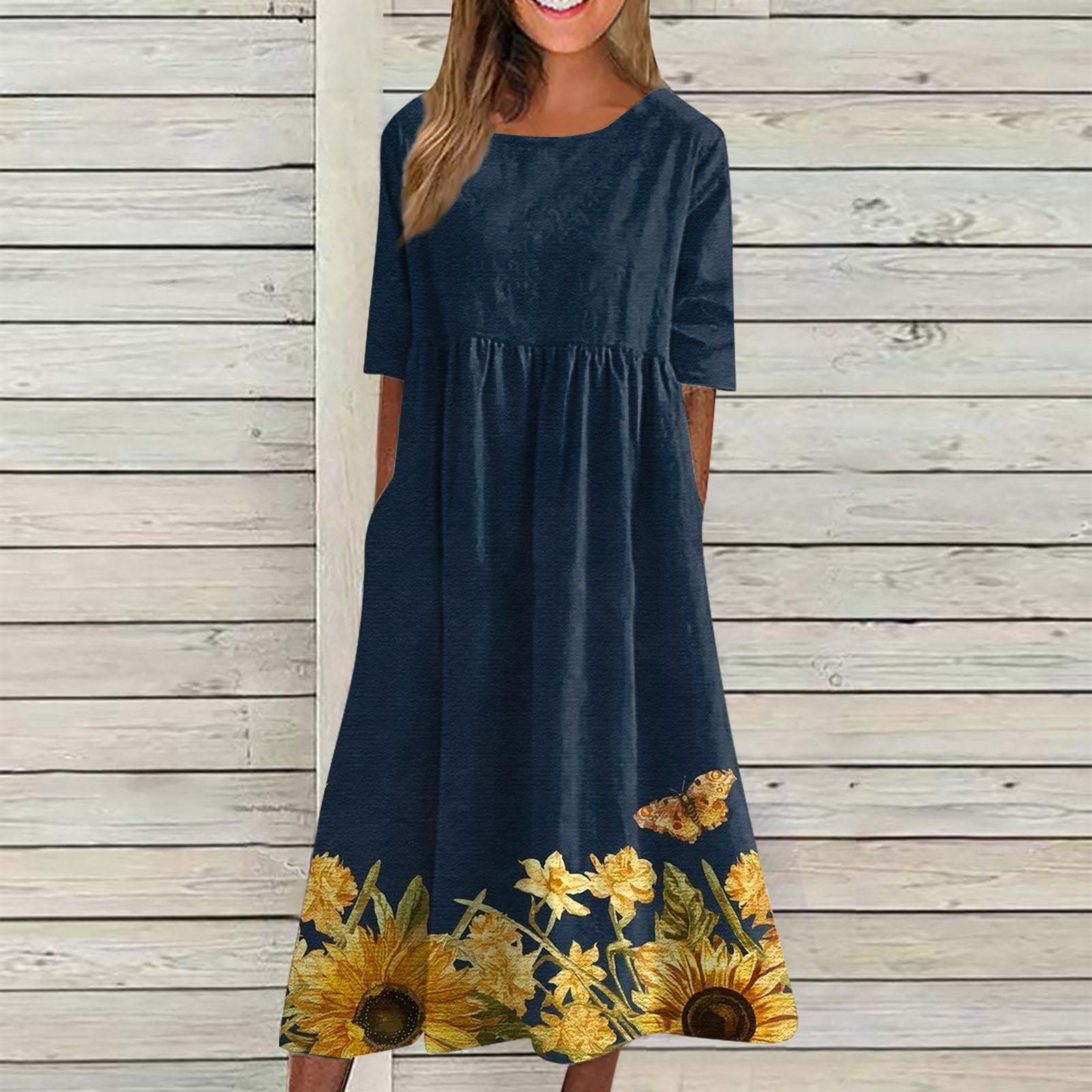 

Модное женское повседневное свободное платье с круглым вырезом и модным принтом, пуловер с коротким рукавом XL жёлтый