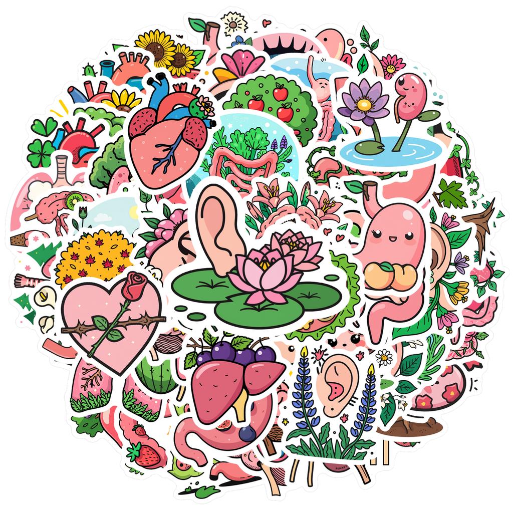 35pcs-70pcs Artistic Humor Stickers Cute Anatomy Teacher Reward Stickers DIY Stickers For Notebook Luggage Mobile Phone Cup DIY