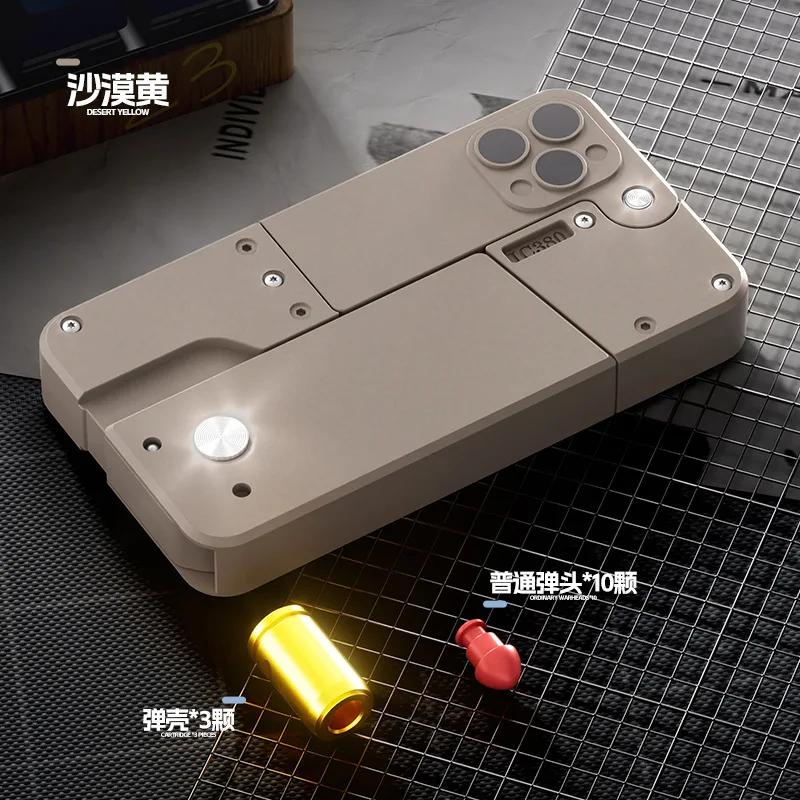 Folding Simulation Mobile Phone Toy Gun Throwing Shell Soft Bullet Airsoft Gun Spray Pistol Children Toy Birthday Gift