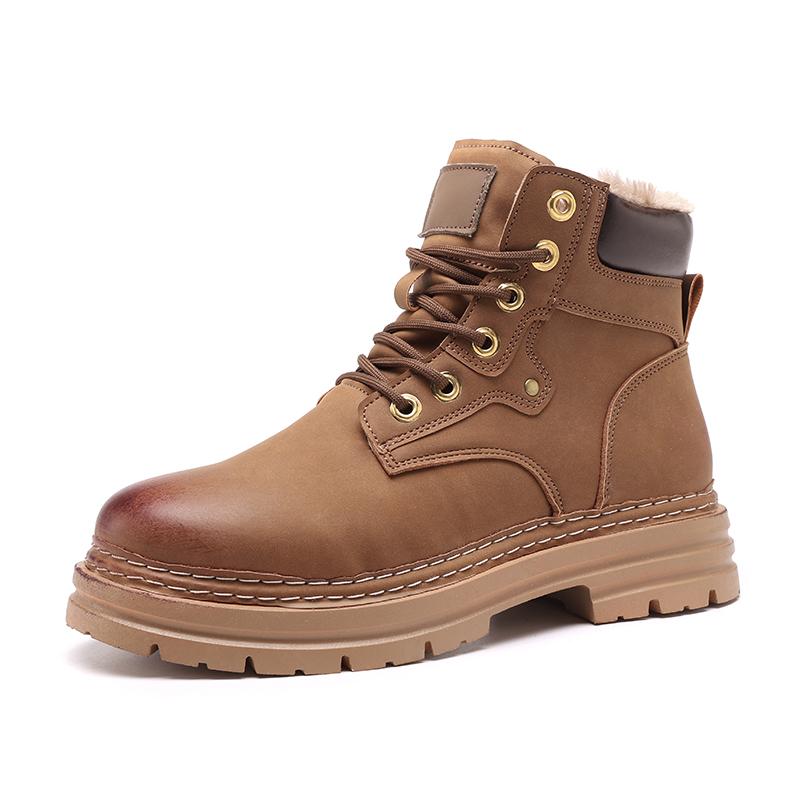 Winter new men's cotton boots Martin boots velvet thermal casual men's shoes in the picture