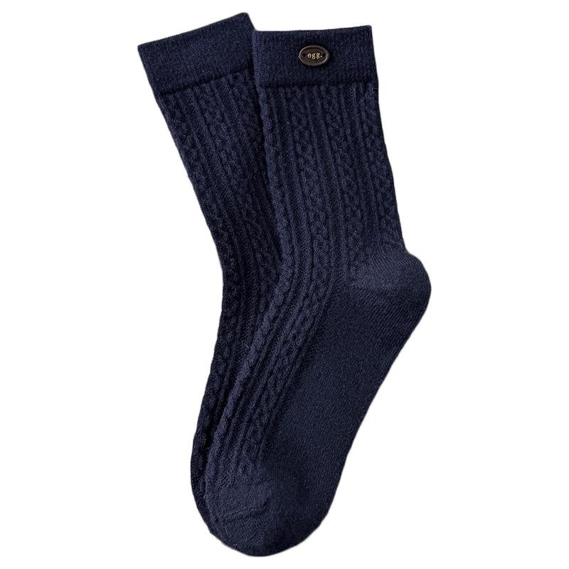 Wool Socks Children'S Warm Fleece Medium Tube Socks Season Warm Fleece Thickened Egg Button Twist Stacking Socks Women