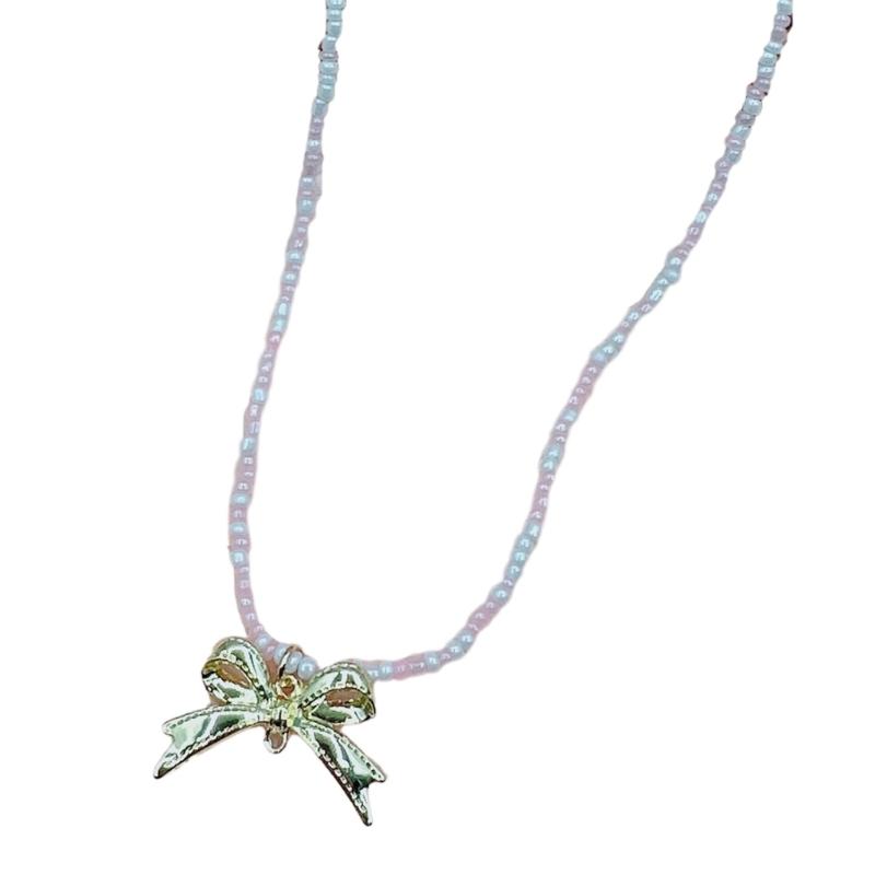 

Cute Star/Bowknot Pendant Necklaces Beads Necklaces Chain Necklace Cute Party Jewelry Alloy Material for Girls Women 1 рожевий