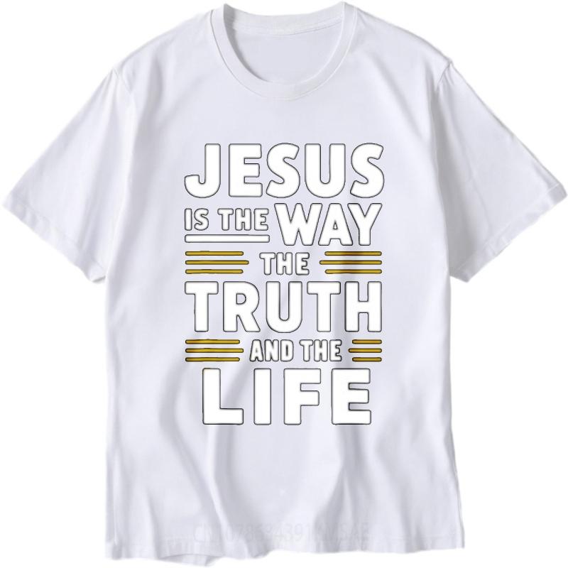Cotton Tshirt Workout For Her O Neck Tshirt Black Jesus Is The Way The Truth And The Life Hiphop Unisex Tees Unisex Teeshirt