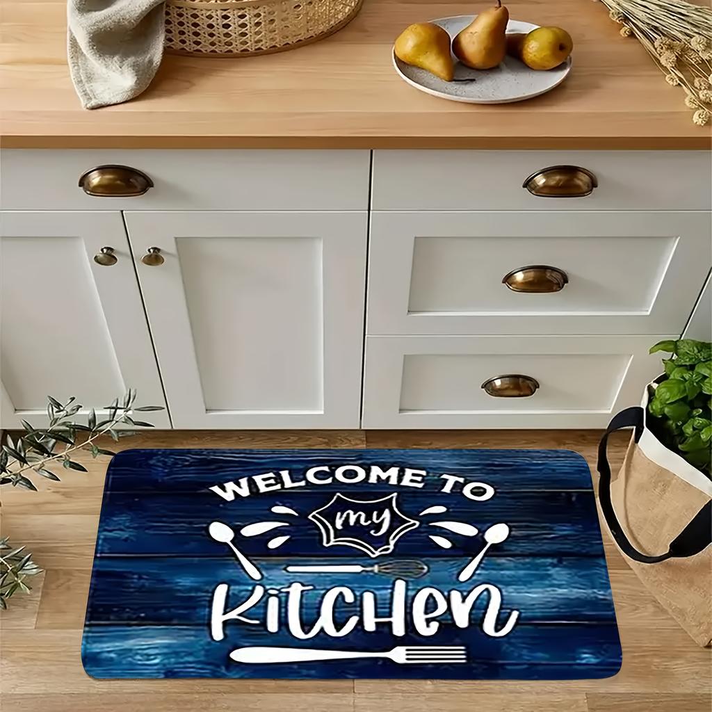 1 Adet Mavi Ahşap Desenli Yer Paspası Modern Mutfak polyester Halı Kaymaz Renkli İç Mekan Halısı, Ev Banyo Yatak Odası Oturma Odası Dekorasyonu İçin