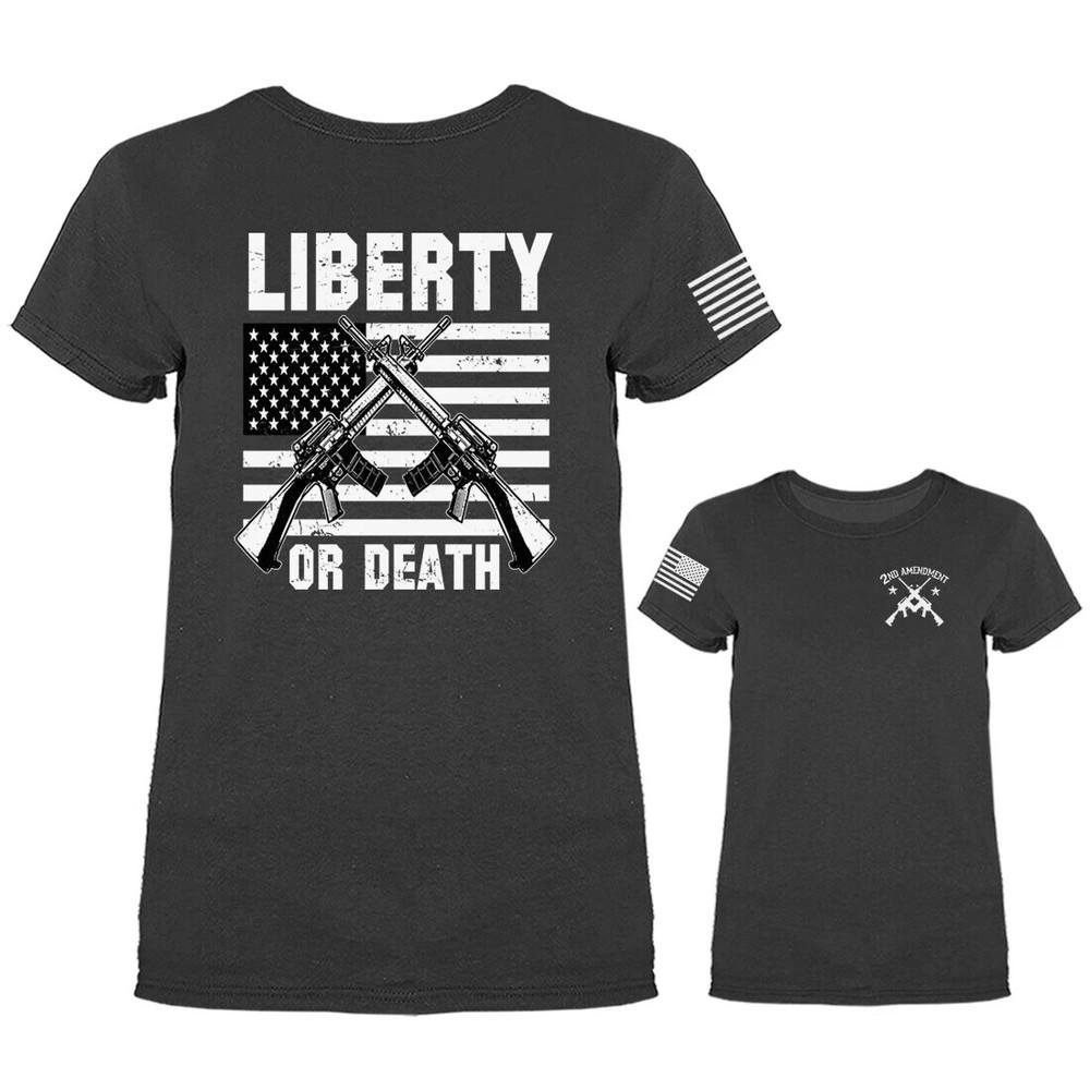 Liberty or Death 2nd Amendment US Flag Gun Constitution Patriotic T-shirt