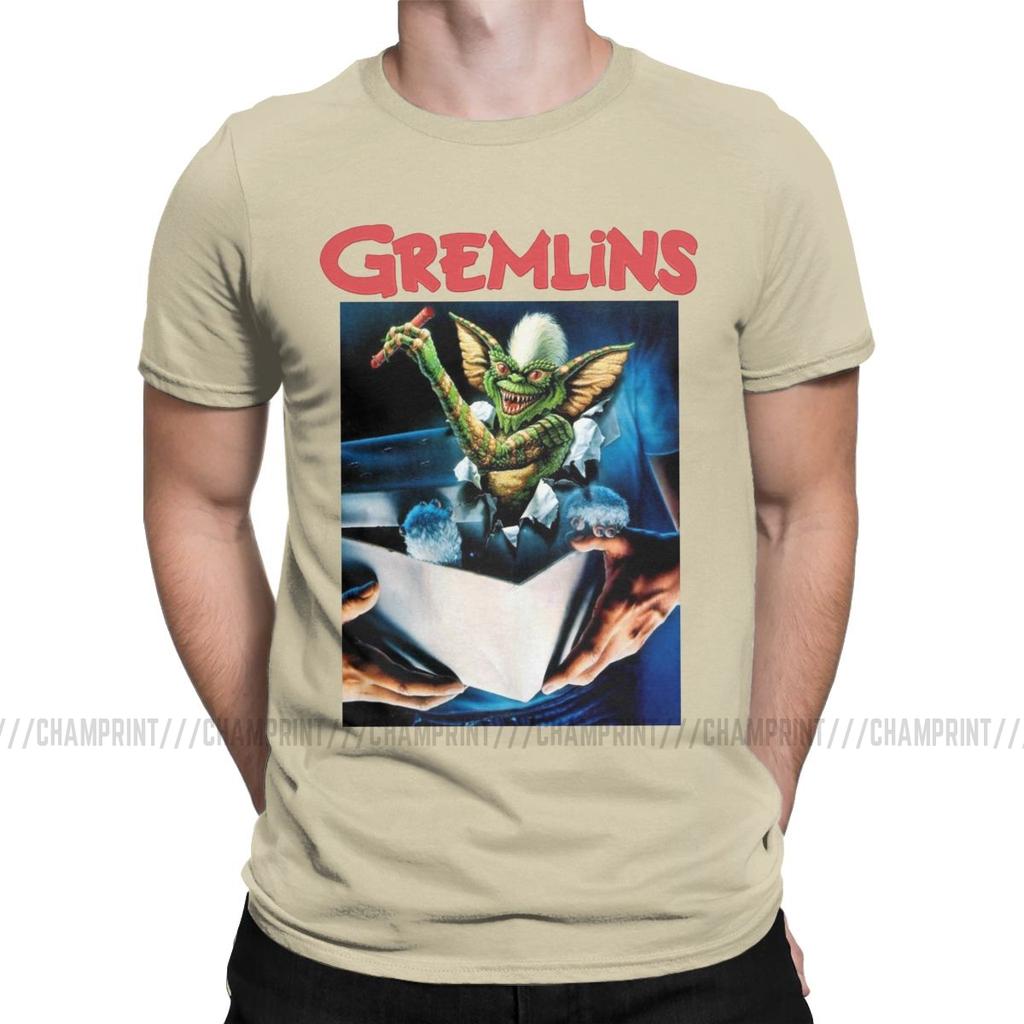 Gremlins Men S T Shirts Gizmo Monster Gremlin 80S Horror Christmas Movie Awesome Tees Round Neck