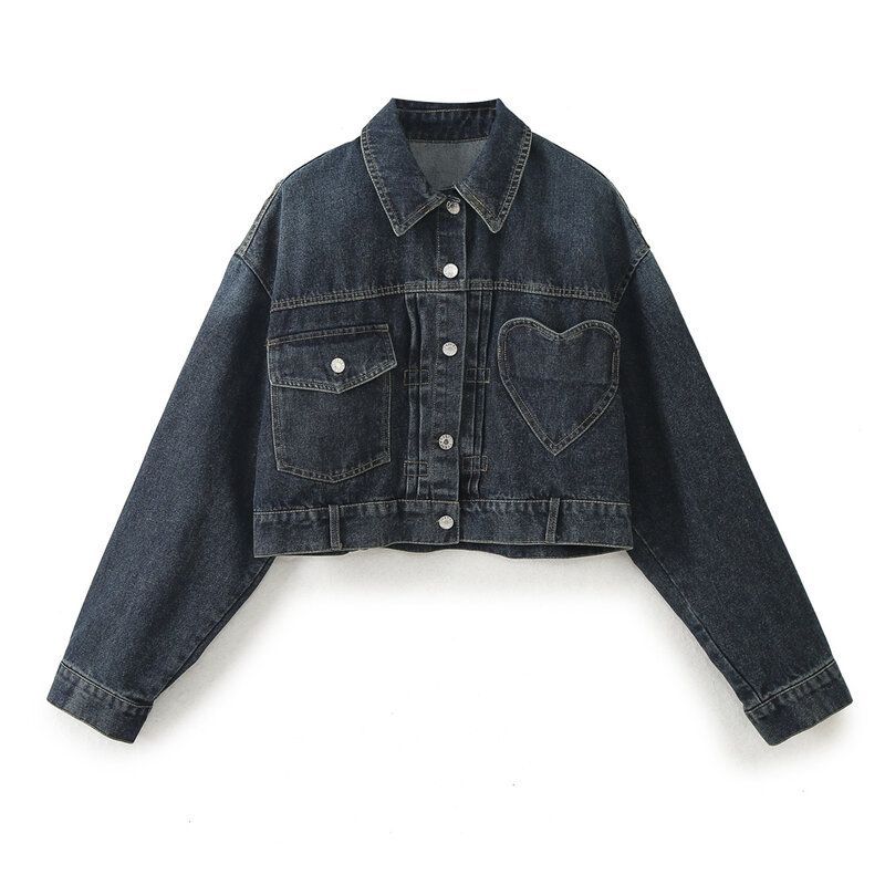 Fashion Style Spring New Women's Clothing Loose Easiest for Match Heart-Shaped Pocket Denim Jacket Coat 8197003 401