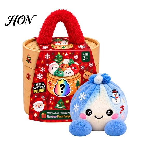Plush Cartoon Dumpling Toy Christmas with Steamer, Stress Relief Stuffed Decoration Squeeze Toy, Steamed Bun Plushie for Holiday Soft