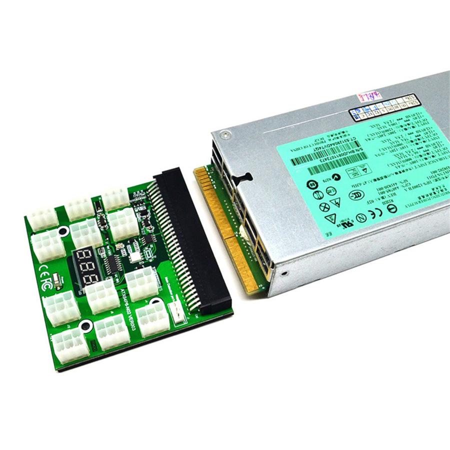 For HP PSU GPU 6 PIN 1600W Mining Power DPS-1200FB 12 Ports Breakout Board Green