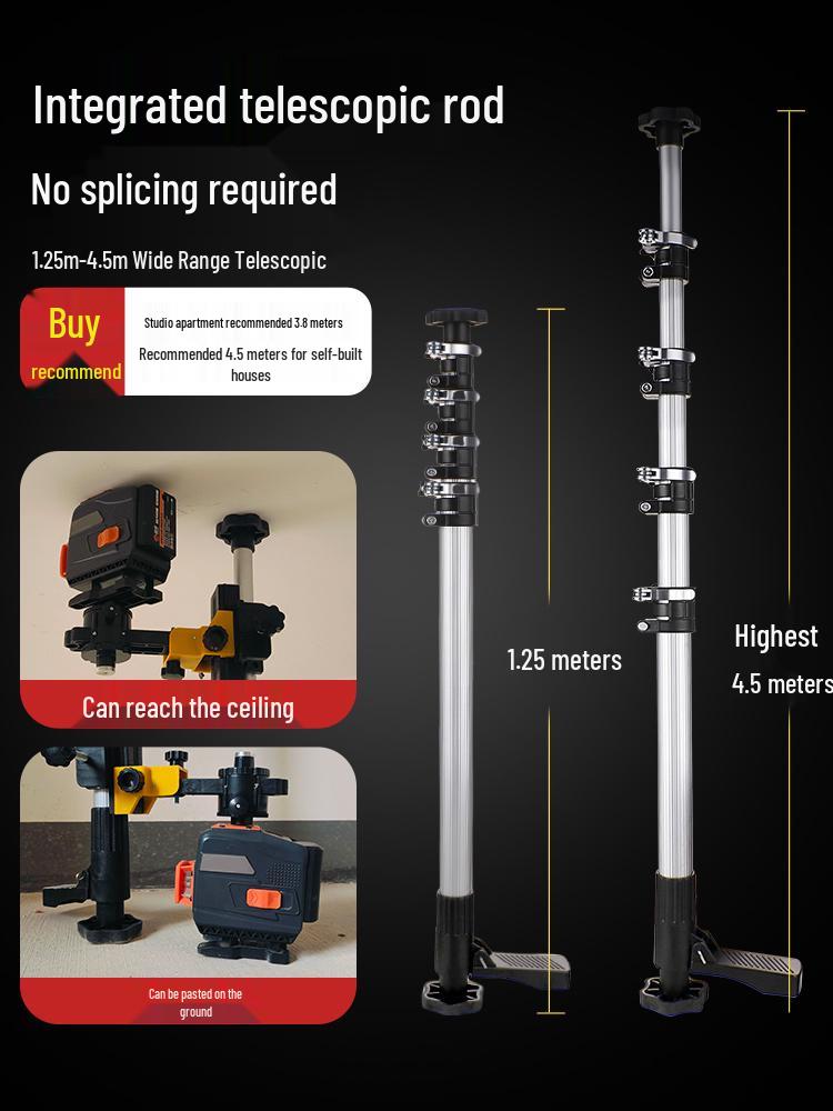 Aluminum Alloy Infrared Multi-Functional Spirit Level Support Rod No