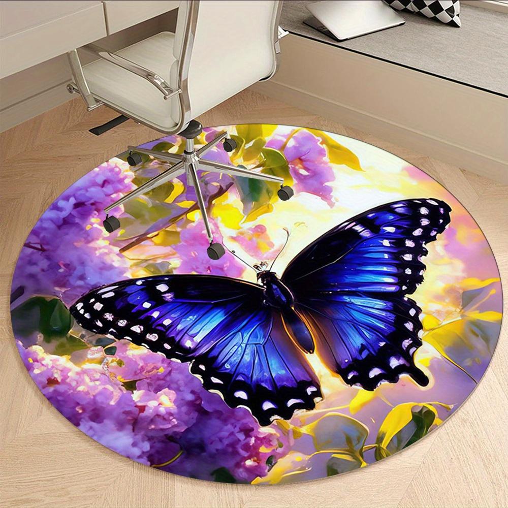 Butterflies And Flowers Painting Fashion Rug Nonslip Carpet Office Chair Mat Design For Office Decor Home Living Room Bedroom Giftt1