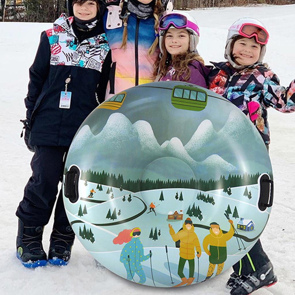 Folding Inflatable Snow Tube Sled with Handles Thicken PVC Snow Tubing Winter Snow Tube Winter Outdoor Sports Toys