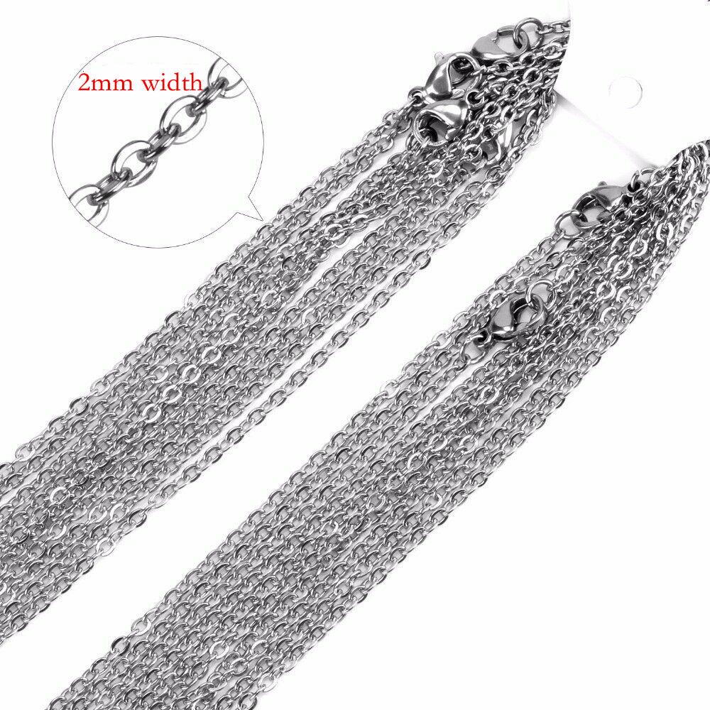 100pcs/lot Stainless Steel Rolo Cable Chain Necklace 1mm/1.5mm/2mm Necklaces For DIY Jewelry Making Findings