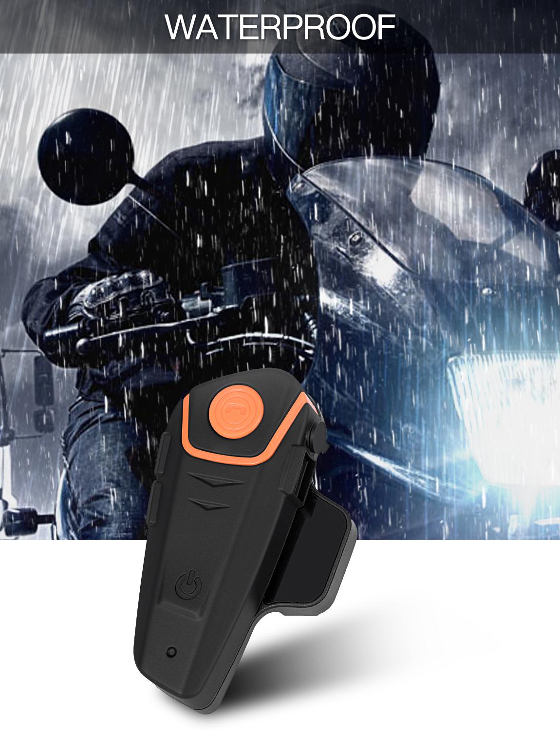 BT-S2 Interphone 1000m Waterproof Noise Cancelling Motorcycle BT Helmet Intercom for Motorcycle чёрный