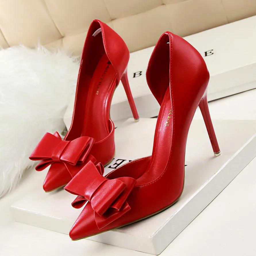 Scarpe con Tacco Alto a Punta da Donna Dolci Tacchi Stiletto con Fiocco Scarpe Singole da Donna Moda Comode Scarpe da Donna Svuotate